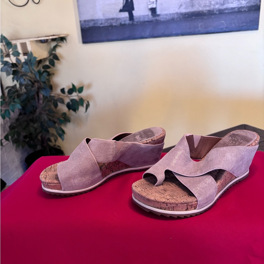 Donald J. Pliner Pink Blush Crossover Wedge Sandals